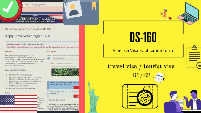 Gig Preview - Help and fill your US visa application form ds160