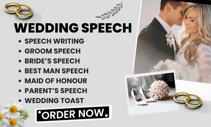 Gig Preview - Be your wedding speech writer, bridesmaids best man speech