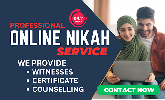 Gig Preview - Do online nikah at home provide witnesses and certificate