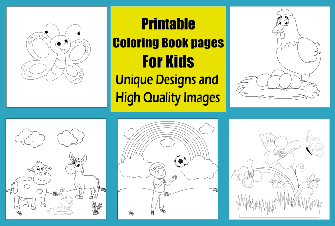 Gig Preview - Draw digital coloring book illustration pages for children