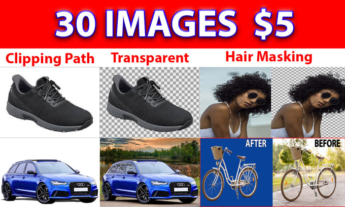 Gig Preview - Clipping path, bulk image background removal,  transparent