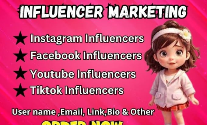 Gig Preview - Find the best instagram tiktok youtube influencer and negotiate with your niche