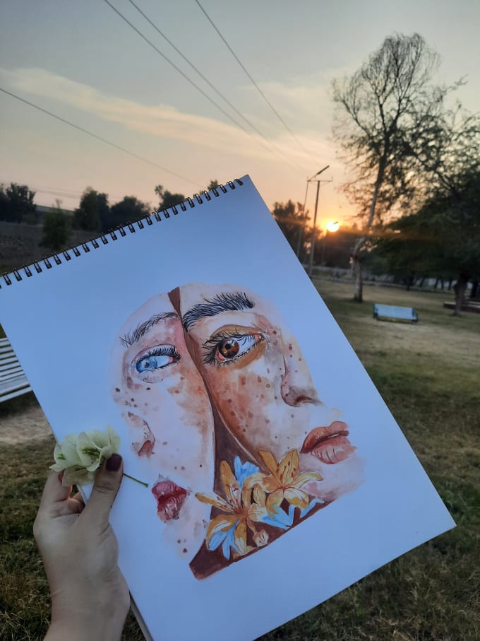 Gig Preview - Make realistic watercolour portraits in my style