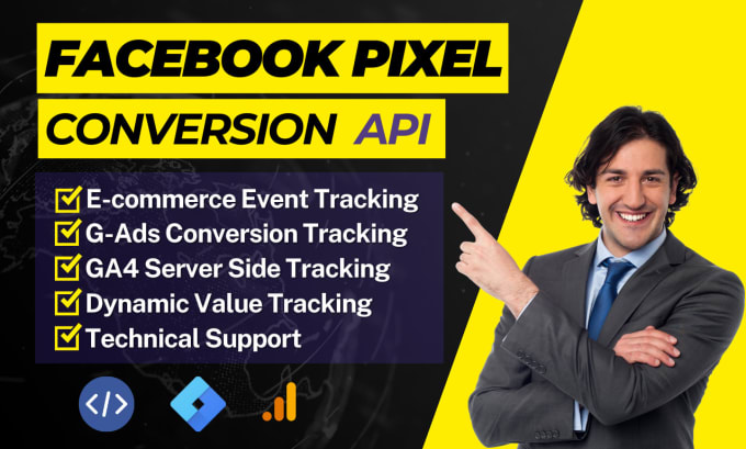 Gig Preview - Setup facebook conversion api, pixel, gtm, ga4, google ads conversion tracking