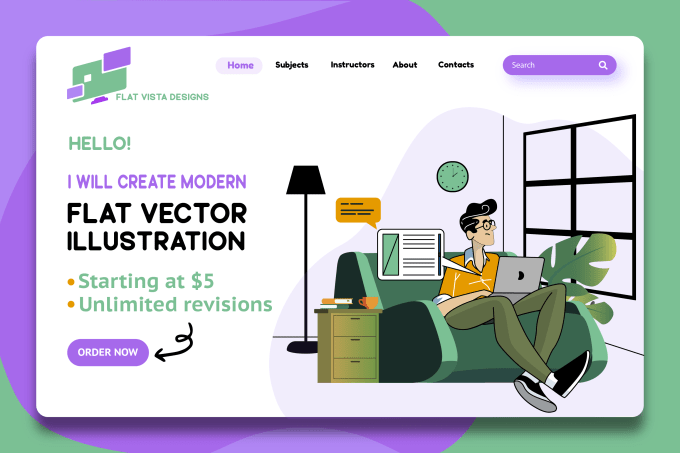 Gig Preview - Design 2d flat illustrations for your website and app