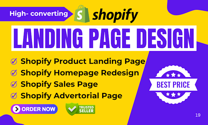 Gig Preview - Design shopify landing page, product landing page using pagefly, gempages