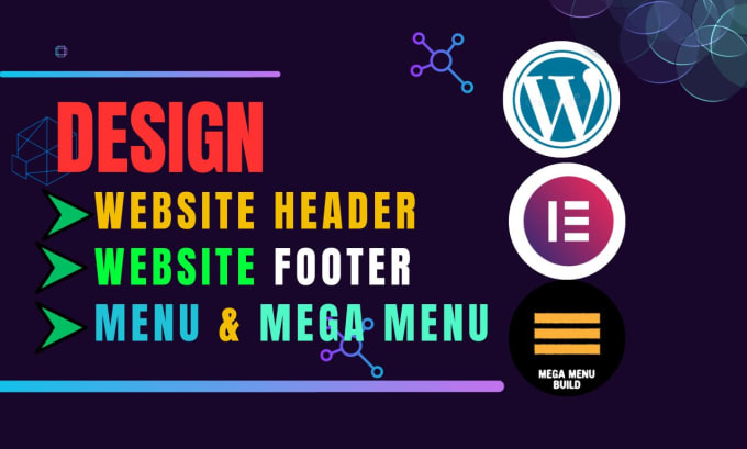 Gig Preview - Create website header wordpress footer menu and mega menu