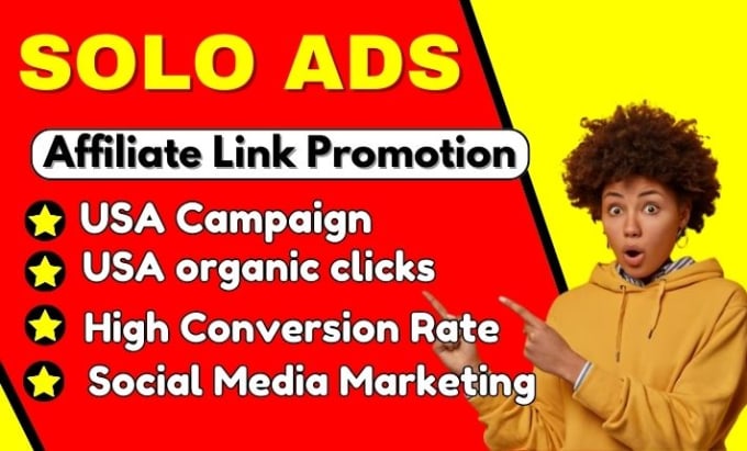 Bestseller - do affiliate link promotion USA solo ads campaign MLM lead generation