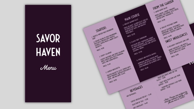 Gig Preview - Do a creative menu design for your restaurant