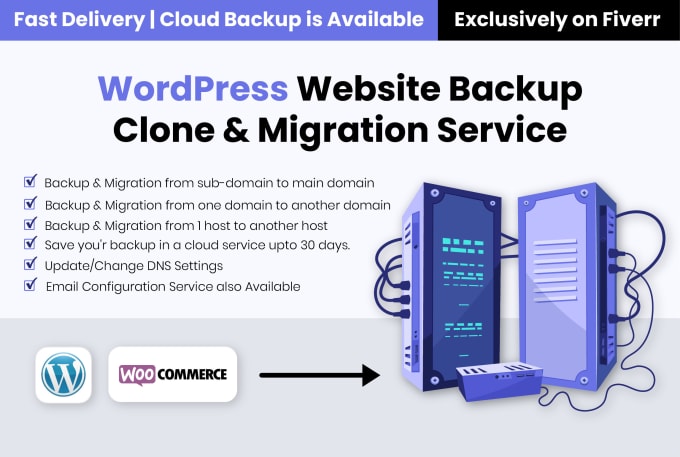 Gig Preview - Backup and migrate your wordpress website to a new hosting