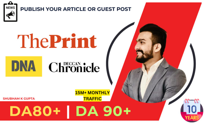 Gig Preview - Publish guest posts or article on dna india deccan chronicle and the print