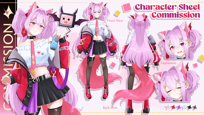 Gig Preview - Draw character reference sheet anime style for your vtuber