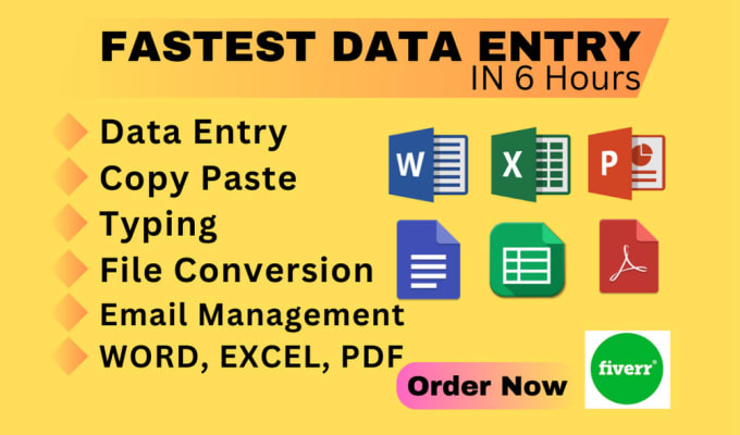 Gig Preview - Do fastest data entry in 6 hours