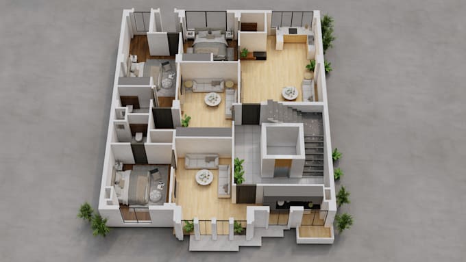 Gig Preview - 3d  interior floor plan and rendering