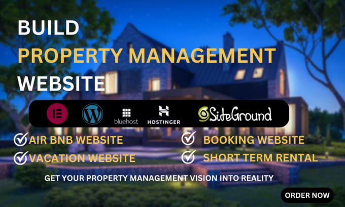 Gig Preview - Build property management website, buildium, vacation rental, air bnb