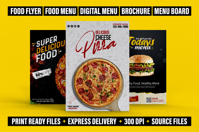 Gig Preview - Design modern food flyer digital menu board food menu card restaurant menu