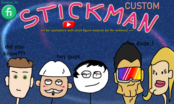 Gig Preview - Draw an illustration of your custom stickman for yt or memes