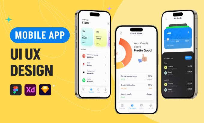 Gig Preview - Do mobile app UI UX design user flow wireframe prototype in figma