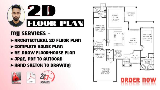 Gig Preview - Design 2d floor plan using by autocad and fast delivery