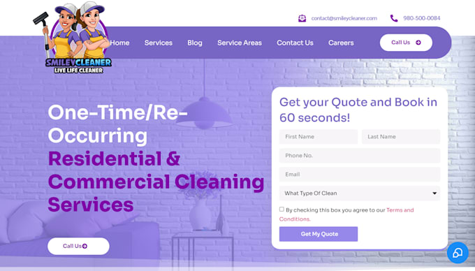 Gig Preview - Design commercial or residential house cleaning service company business website