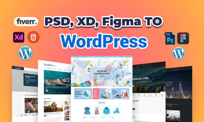 Gig Preview - Convert figma, xd, psd ,html to wordpress website design