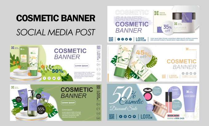 Gig Preview - Facebook banners and social posts for cosmetics, shoe design