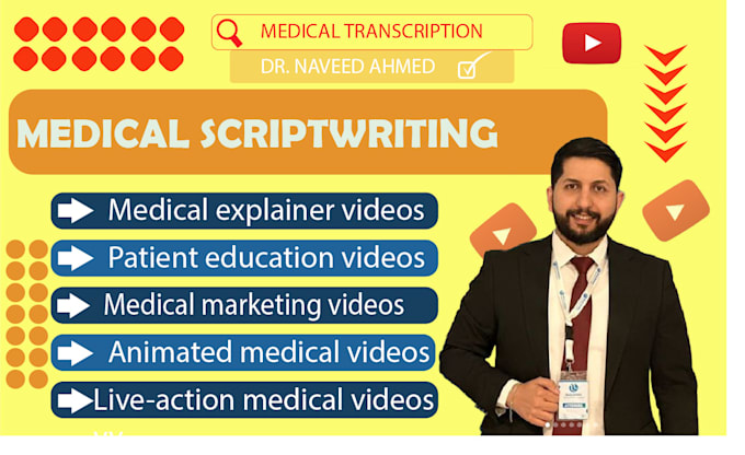 Gig Preview - Do medical video script writing or youtube script as a doctor