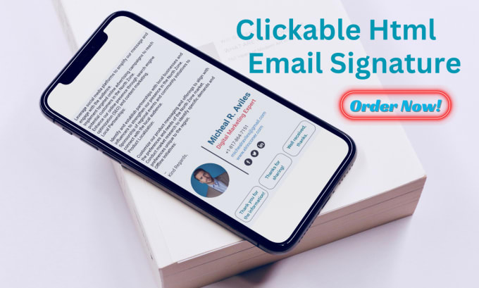 Gig Preview - Design clickable HTML email signature for gmail, outlook and mac