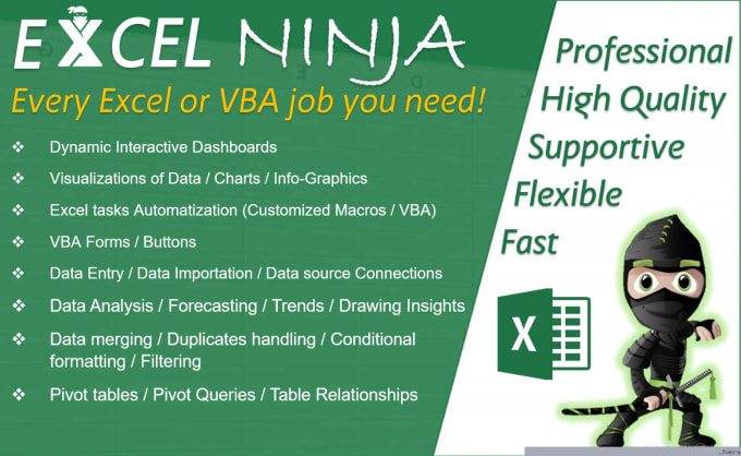 Gig Preview - Any excel and vba job you need