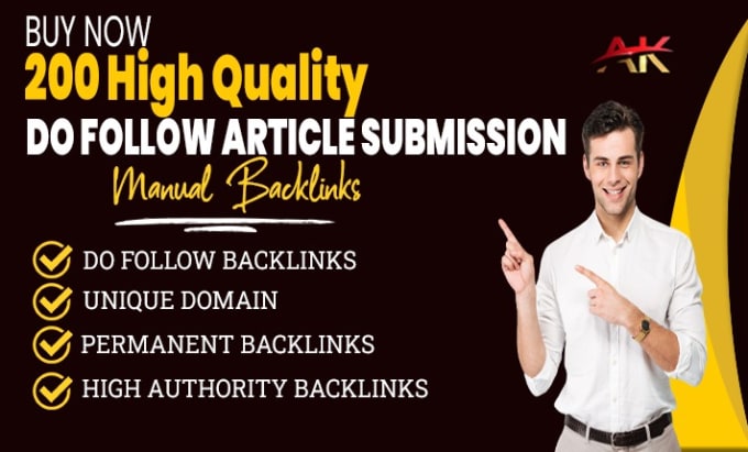 Gig Preview - Do 200 article submission on high authority sites with dofollow backlinks