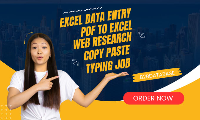 Gig Preview - Excel data entry, PDF to excel convert, copy pasting, typing, and web research