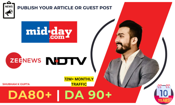 Gig Preview - Publish a guest post or article on midday zee news and ndtv