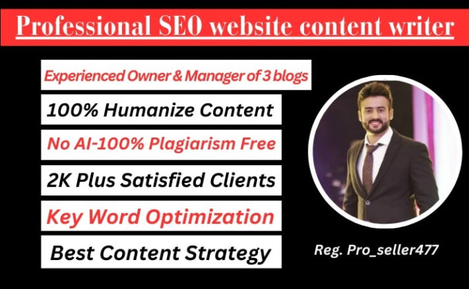 Gig Preview - Write SEO optimized content for your website and blogs