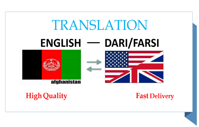 Gig Preview - Translate english to dari,farsi,pashto and vice versa