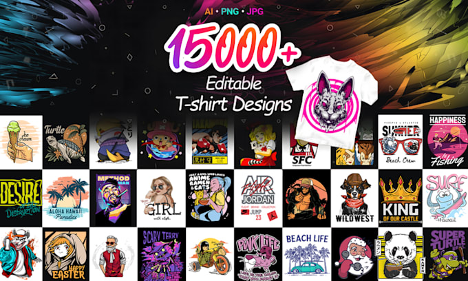 Gig Preview - Provide 15000k tshirt design bundle for print on demand business