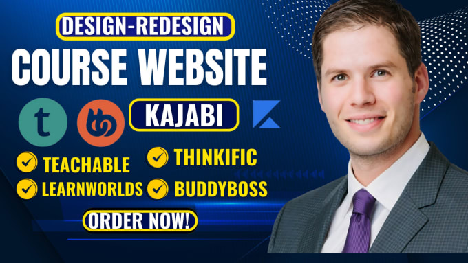 Gig Preview - Teachable thinkific learnworlds kajabi sales funnel course website buddyboss