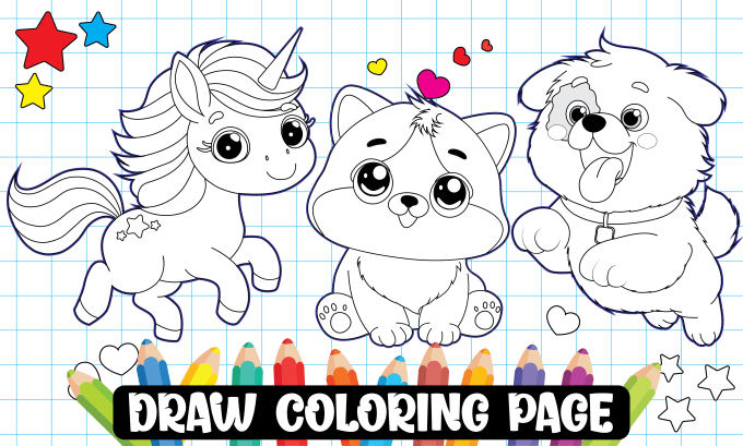 Gig Preview - Draw kids and adults custom line art coloring pages for amazon KDP