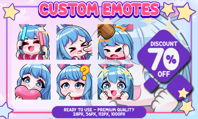 Gig Preview - Create custom cute emotes and sub badges for twitch, discord, stream, and vtuber