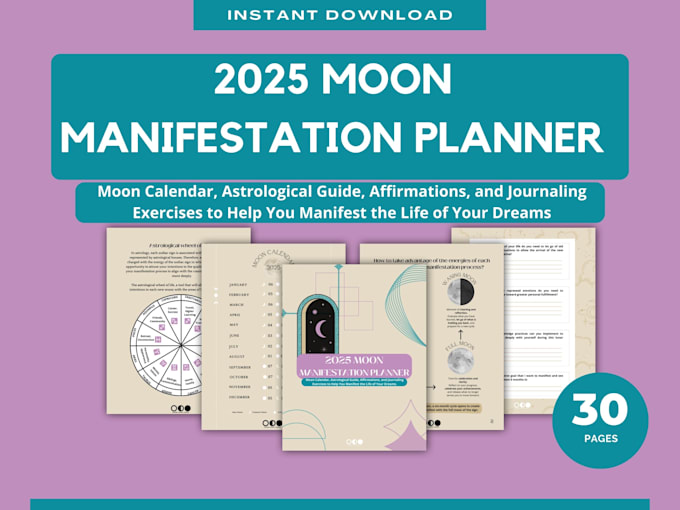 Gig Preview - Offer the 2025 moon manifestation planner to achieve the life of your dreams