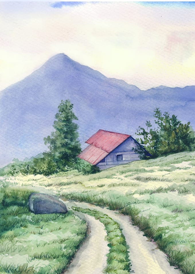 Gig Preview - Draw a realistic watercolor illustration of a landscape