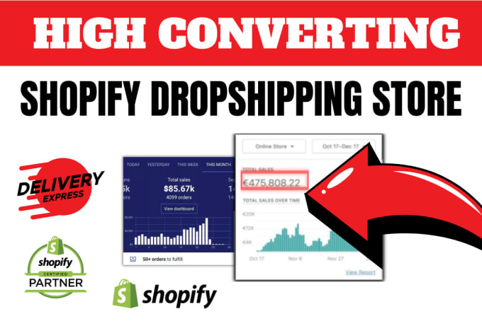 Gig Preview - Build a highly converting shopify website, dropshipping store