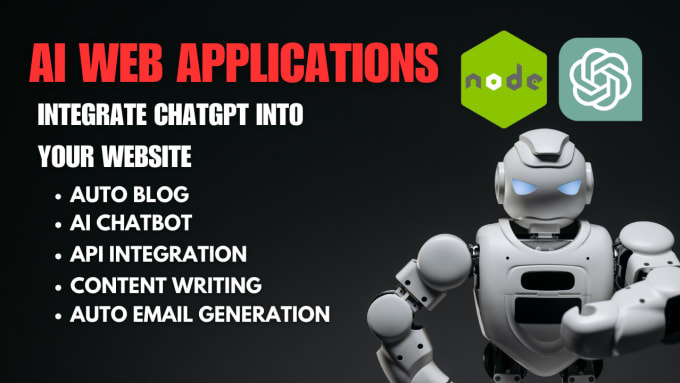 Gig Preview - Integrate chatgpt openai API in nodejs website for ai chatbot and auto blogs