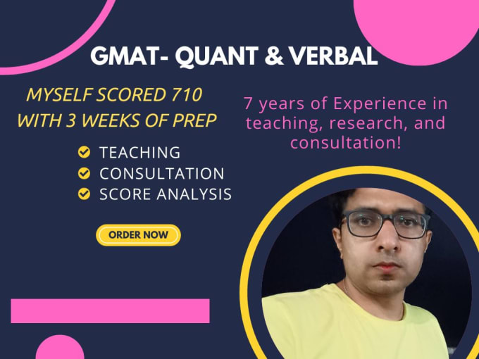 Gig Preview - Teach gmat got 710 in 3 weeks myself and have 7 years of exp