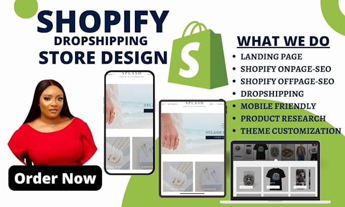 Gig Preview - Shopify website design redesign shopify store design print on demand printful