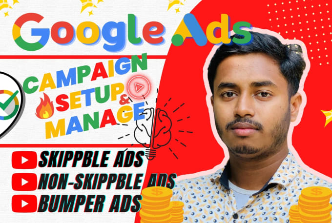 Gig Preview - Setup and manage youtube ads video ad campaign by google ads