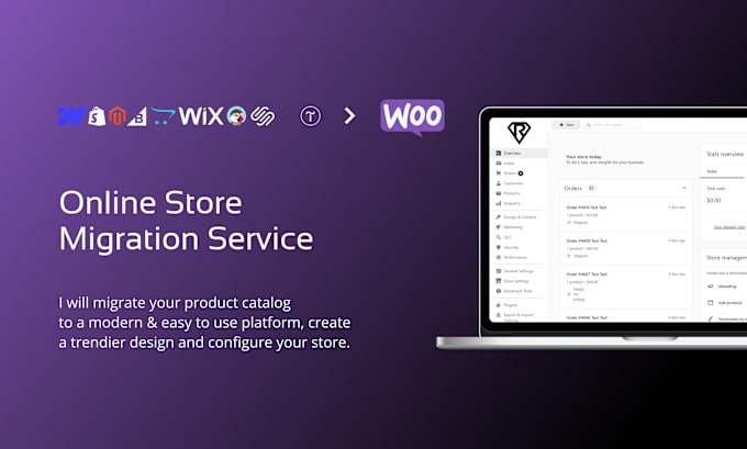 Gig Preview - Transfer your online store from wix, magento, opencart, webflow to wordpress