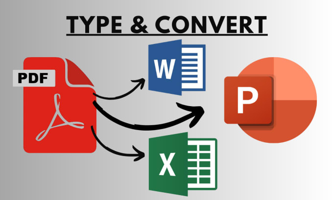 Gig Preview - Convert pdf to excel, word, powerpoint, file conversion, data entry typing work