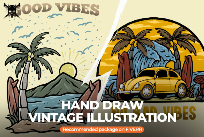 Gig Preview - Do hand drawn vintage illustration for your brand