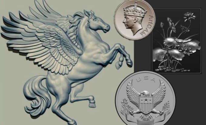 Gig Preview - Sculpt 3d coin 3d bas relief 3d medallion cnc model 3d jewelry for 3d printing