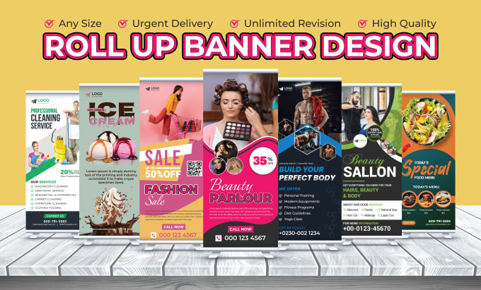 Gig Preview - Design roll up, roller, retractable, trade show, step repeat exhibition banner